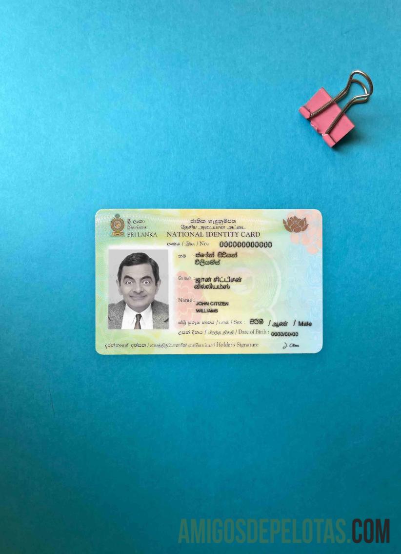 Sri Lanka ID olhar de foto frente exemplo